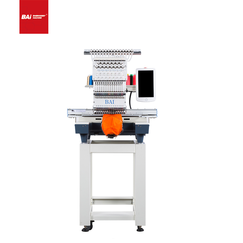 Bai Haute Qualité Single Tête Mini 12 aiguille Machine de broderie informatisée pour Cap T-shirt Appartement